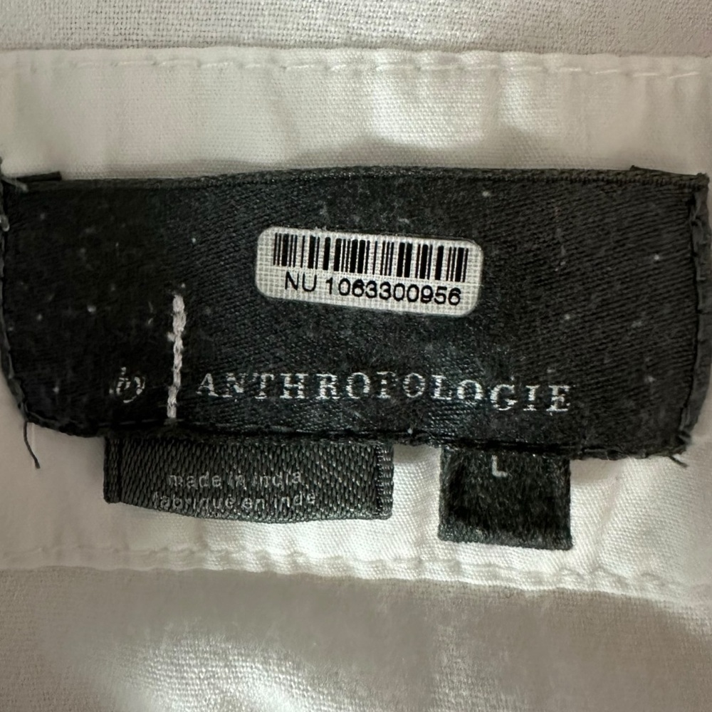 Anthropologie Maeve The Tommie Smocked Shirt Dress Eyelet Trim Zip Front Large - Picture 9 of 11